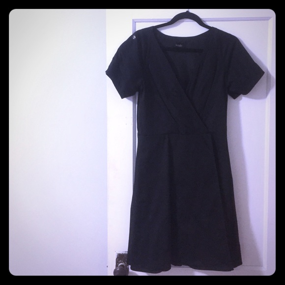 Black laundry A-line wrap dress