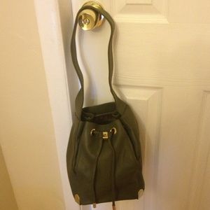 Vince Camuto olive green drawstring shoulder bag