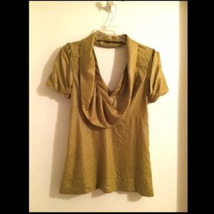 BCBG MAX AZRIA Yellow Mustard Drape Neck Cutout