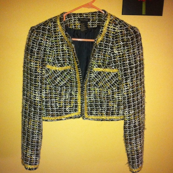 Crop Jacket size 10, blogger style gold colors - Picture 1 of 4