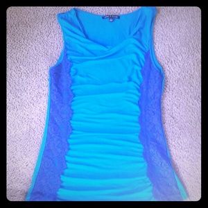 Royal Blue and Turquoise Lace Tank