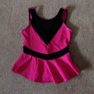 Bebe pink and black peplum tank