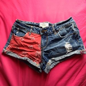Forever 21 jeans shorts with bandanna.