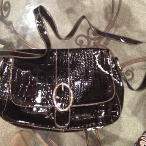Black patent leather Villager bag