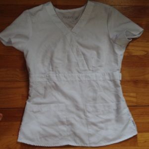 White scrub top