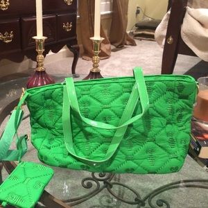 Large Marcia Sherrill bag with wristlet.