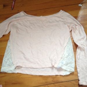 Pink shirt with lace sides