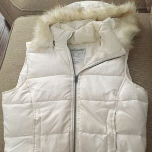 Aeropostale white fur vest