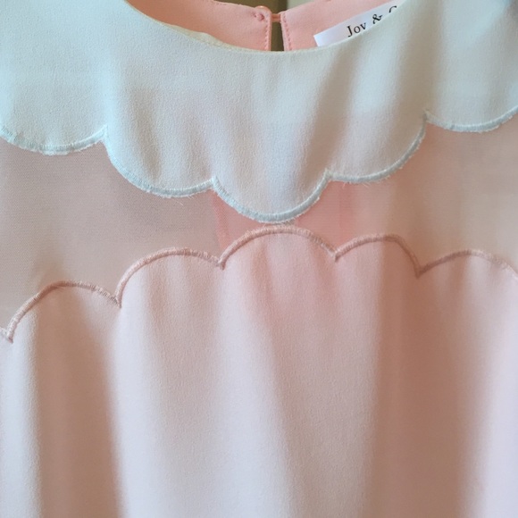 Baby Pink Sheer Blouse Scallop Detailing - Picture 2 of 4