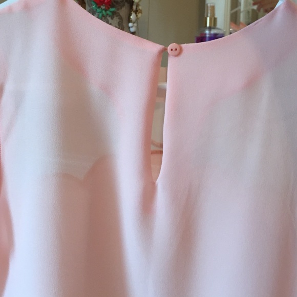 Baby Pink Sheer Blouse Scallop Detailing - Picture 3 of 4