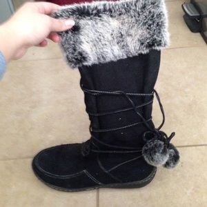 Black furry boots