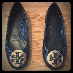 Black shiny patent Tory Burch flats. No box.