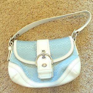Blue Coach logo handbag