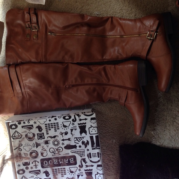Over the knee brown boots
