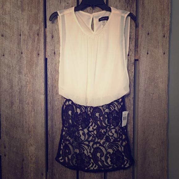 Cream and Black Lace Dress