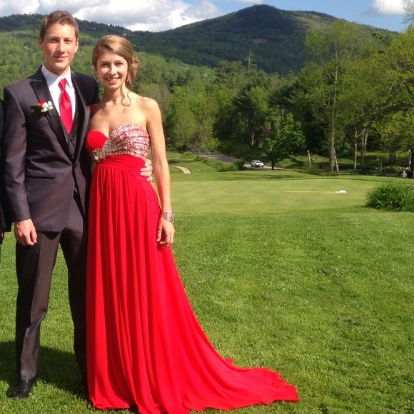 Red open back prom dress, make an offer!