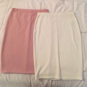white and pink pencil skirts