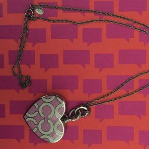 Coach locket necklace pink and silver magnetic