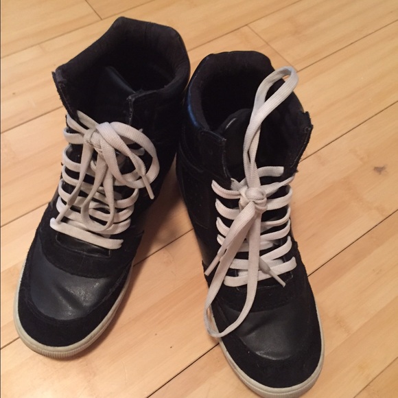 High top sneakers. Wedge heel. Size 6.