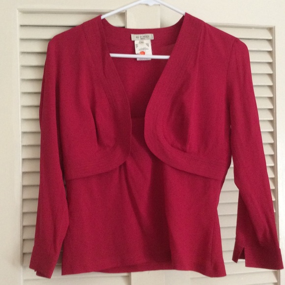 Etro Milano red silk top with attached jacket