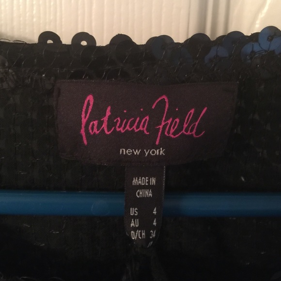 Patricia Field Black Sequins Model Faced Top Sz 4 - Picture 3 of 4