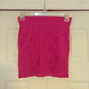 Hot pink lace skirt