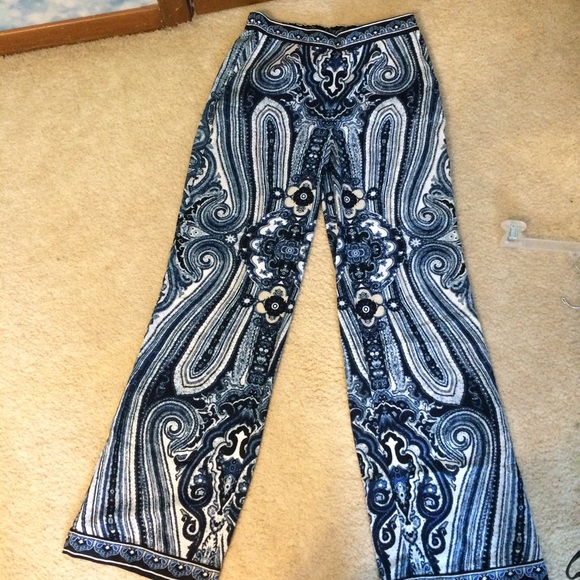Blue patterned palazzo pants