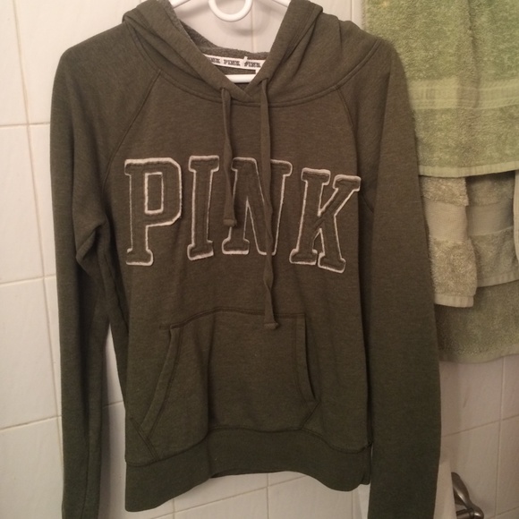 Army green PINK hoodie