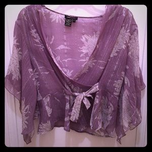 BCBG Purple Silk Floral Top