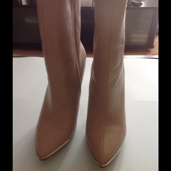 Nude gold tip booties