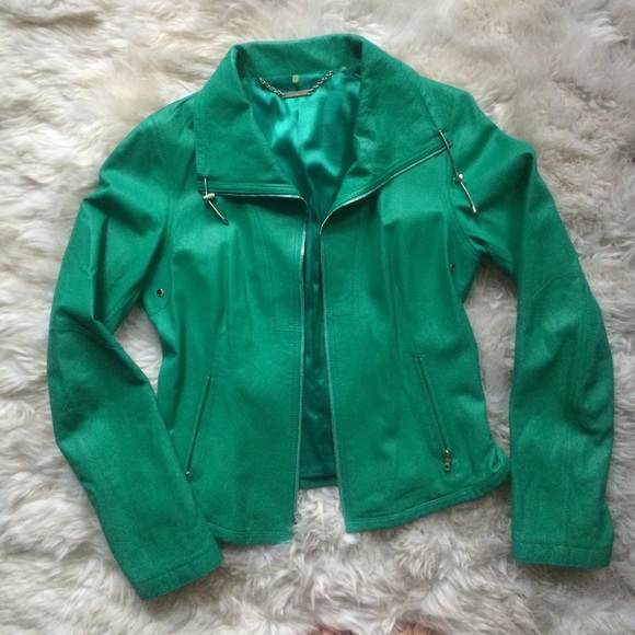 kelly green leather jacket