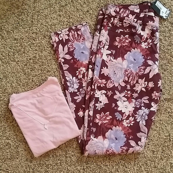 Denim - Else violet floral skinny jeans