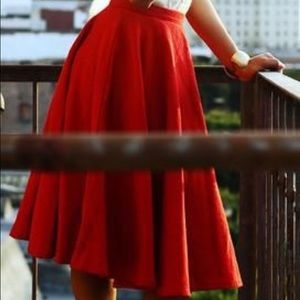 Red midi skirt