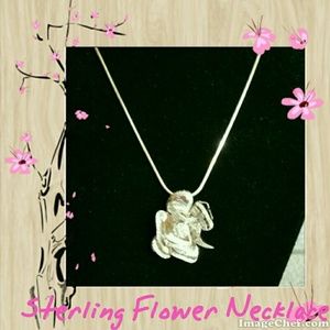 Statement Necklace Flower Sterling Silver