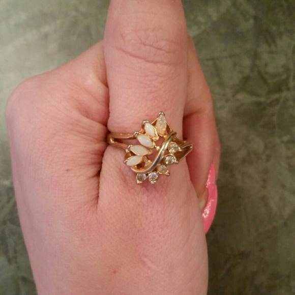 24k gold diamond and pearl ring