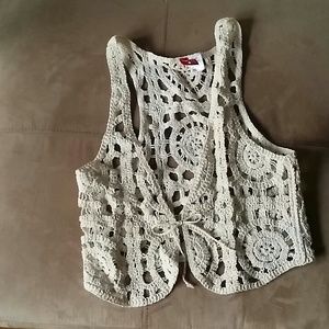 Cream crochet vest
