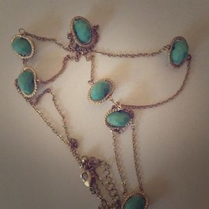 Long mint and gold chain