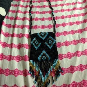 Beaded pouch necklace