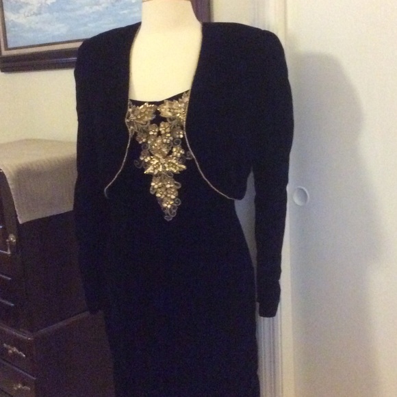 Alex Evenings Dresses & Skirts - Vintage 80s black velvet dress w/jacket sz 14