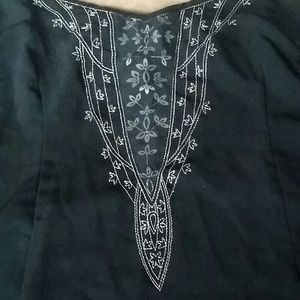 Embroidered black camisole