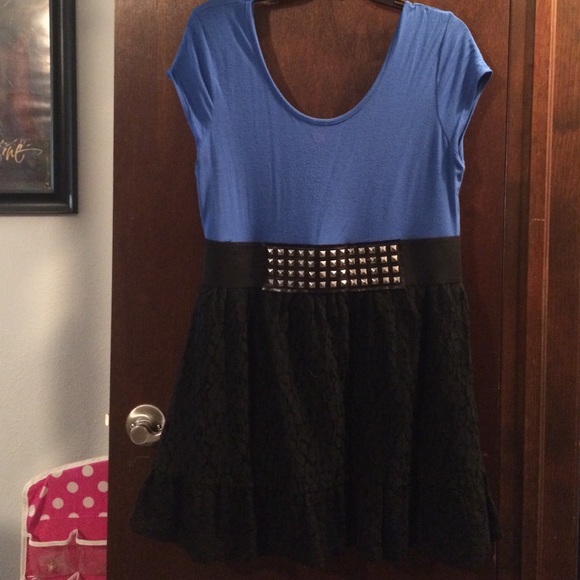 Blue and lace studded dress
