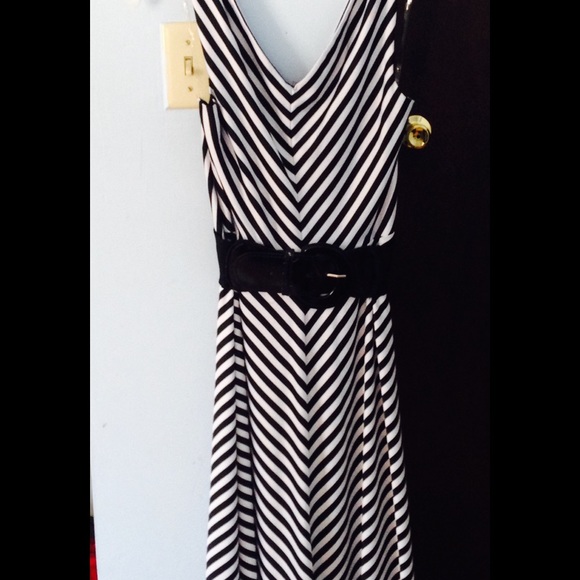 Black and white striped dress