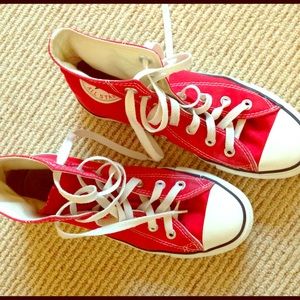 Red high top Converse.  Size 8!