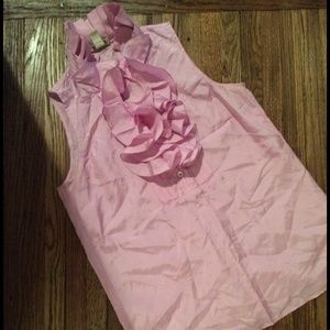 Jcrew Pink Silk Sleeveless Ruffle Blouse