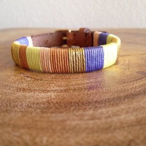 Jcrew Metallic Thread and Leather Bracelet