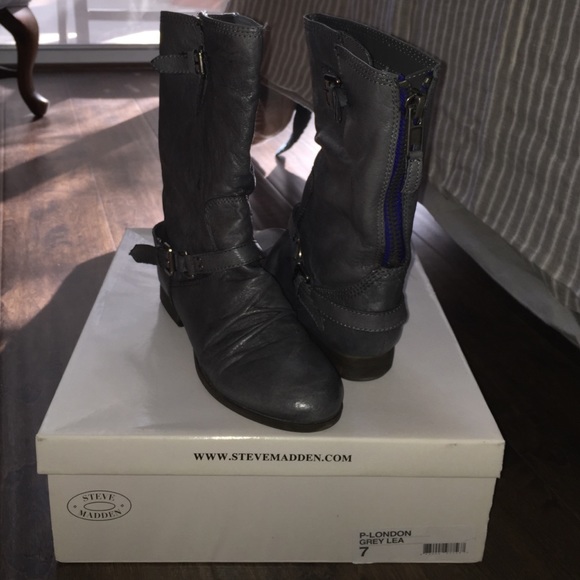 Steve Madden London boot in grey leather
