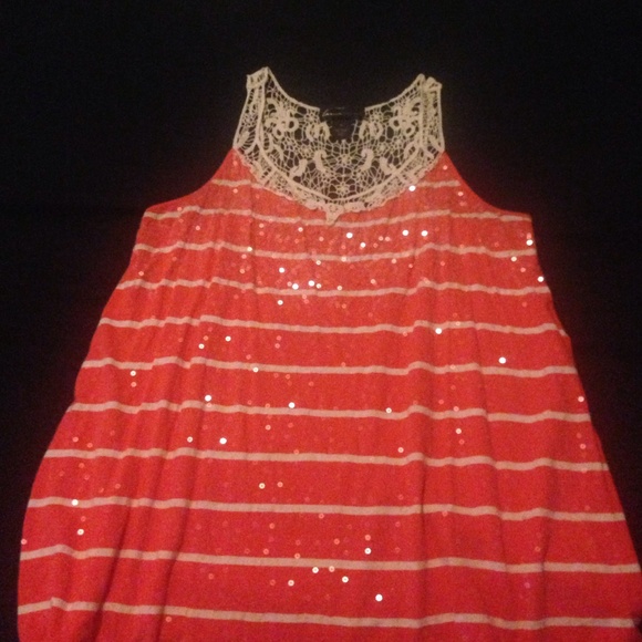 Cream and orange lace top