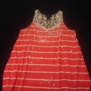 Cream and orange lace top