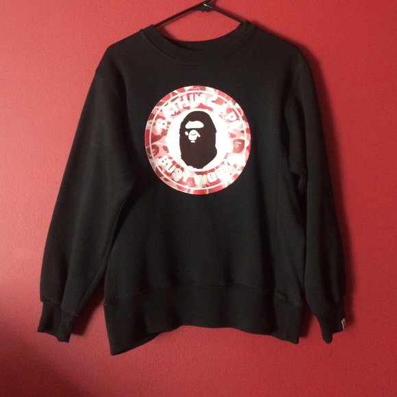 Mens bape black crew neck