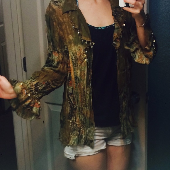 !!PRICE DROP!!! Textured Olive Blouse